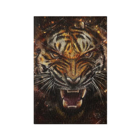 Обложка для паспорта матовая кожа с принтом Злобный Тигр , натуральная матовая кожа | размер 19,3 х 13,7 см; прозрачные пластиковые крепления | 