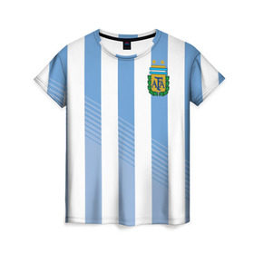 Женская футболка 3D с принтом Сборная Аргентины по футболу , 100% полиэфир ( синтетическое хлопкоподобное полотно) | прямой крой, круглый вырез горловины, длина до линии бедер | argentina | аргентина