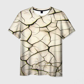 Мужская футболка 3D с принтом Dry Soil , 100% полиэфир | прямой крой, круглый вырез горловины, длина до линии бедер | земля | пустыня | трещины