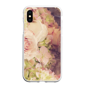 Чехол для iPhone XS Max матовый с принтом Винтажные розы , Силикон | Область печати: задняя сторона чехла, без боковых панелей | vintage | винтаж | зелень | лето | пионы | розы | узоры | цветы
