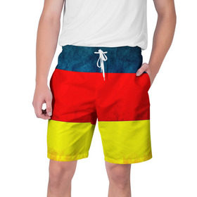 Мужские шорты 3D с принтом Германия ,  полиэстер 100% | прямой крой, два кармана без застежек по бокам. Мягкая трикотажная резинка на поясе, внутри которой широкие завязки. Длина чуть выше колен | европа | триколор | флаг