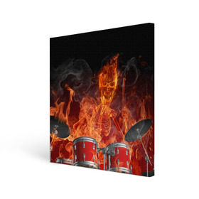 Холст квадратный с принтом Огненный скелет , 100% ПВХ |  | арт | дум | иллюзия | краска | лучи | огонь | пламя | прикольные | свет | текстуры