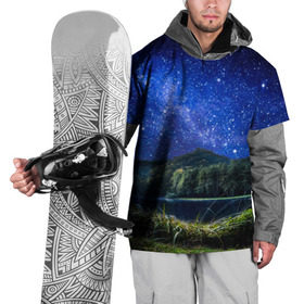 Накидка на куртку 3D с принтом Звездная ночь , 100% полиэстер |  | Тематика изображения на принте: галактика | горы | звезды | космос | лес | ночь | озеро | сосны | тайга