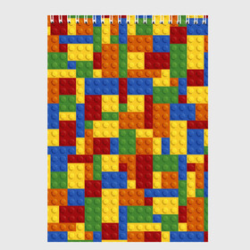 Скетчбук с принтом Конструктор лего , 100% бумага
 | 48 листов, плотность листов — 100 г/м2, плотность картонной обложки — 250 г/м2. Листы скреплены сверху удобной пружинной спиралью | Тематика изображения на принте: lego | кирпичи | конструктор