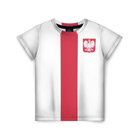 Детская футболка 3D с принтом Сборная Польша , 100% гипоаллергенный полиэфир | прямой крой, круглый вырез горловины, длина до линии бедер, чуть спущенное плечо, ткань немного тянется | левандовски | футбол