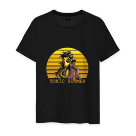Мужская футболка хлопок с принтом Toxic Summer , 100% хлопок | прямой крой, круглый вырез горловины, длина до линии бедер, слегка спущенное плечо. | газ | желтый | кислота | опасно | рисунок | солнце | токсично | человек