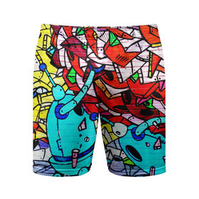 Мужские шорты 3D спортивные с принтом Механика ,  |  | граффити | кирпич | стена | яркий