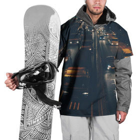 Накидка на куртку 3D с принтом дорога , 100% полиэстер |  | Тематика изображения на принте: sity | город | движение | дома | мегаполис | ночь