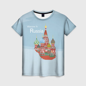 Женская футболка 3D с принтом Welcom To Russia , 100% полиэфир ( синтетическое хлопкоподобное полотно) | прямой крой, круглый вырез горловины, длина до линии бедер | welcom to russia | держава | добро пожаловать в россию | кремль | москва | россия | слава россии | страна