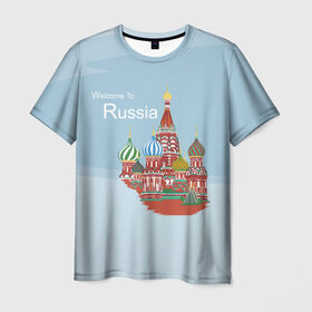 Мужская футболка 3D с принтом Welcom To Russia , 100% полиэфир | прямой крой, круглый вырез горловины, длина до линии бедер | welcom to russia | держава | добро пожаловать в россию | кремль | москва | россия | слава россии | страна