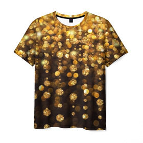 Мужская футболка 3D с принтом Золотой дождь , 100% полиэфир | прямой крой, круглый вырез горловины, длина до линии бедер | dance | klub | золото | клуб | праздник | танцы