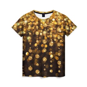 Женская футболка 3D с принтом Золотой дождь , 100% полиэфир ( синтетическое хлопкоподобное полотно) | прямой крой, круглый вырез горловины, длина до линии бедер | dance | klub | золото | клуб | праздник | танцы