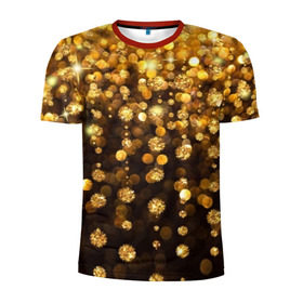 Мужская футболка 3D спортивная с принтом Золотой дождь , 100% полиэстер с улучшенными характеристиками | приталенный силуэт, круглая горловина, широкие плечи, сужается к линии бедра | dance | klub | золото | клуб | праздник | танцы