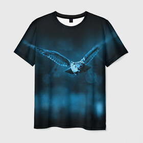 Мужская футболка 3D с принтом сова , 100% полиэфир | прямой крой, круглый вырез горловины, длина до линии бедер | dark | клюв | лес | ночь | перья | птица | сова | темнота | филин