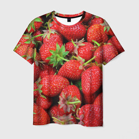 Мужская футболка 3D с принтом клубника , 100% полиэфир | прямой крой, круглый вырез горловины, длина до линии бедер | земляника | клубника | лето | ягода