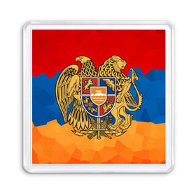 Магнит 55*55 с принтом Армения , Пластик | Размер: 65*65 мм; Размер печати: 55*55 мм | Тематика изображения на принте: герб | флаг
