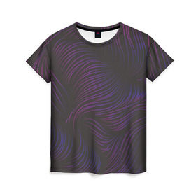 Женская футболка 3D с принтом Пурпурные волны , 100% полиэфир ( синтетическое хлопкоподобное полотно) | прямой крой, круглый вырез горловины, длина до линии бедер | абстракция | арт | волны | пурпурный