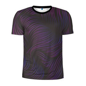 Мужская футболка 3D спортивная с принтом Пурпурные волны , 100% полиэстер с улучшенными характеристиками | приталенный силуэт, круглая горловина, широкие плечи, сужается к линии бедра | абстракция | арт | волны | пурпурный