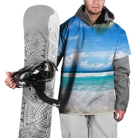 Накидка на куртку 3D с принтом Карибский пляж , 100% полиэстер |  | Тематика изображения на принте: волны | лето | море | океан | отдых | пальма | пляж | солнце