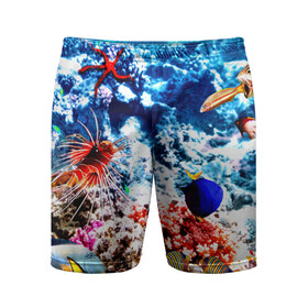 Мужские шорты 3D спортивные с принтом Аква мир ,  |  | blue | вода | волна | волны | море | океан | природа | рыбы