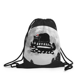 Рюкзак-мешок 3D с принтом Totoro , 100% полиэстер | плотность ткани — 200 г/м2, размер — 35 х 45 см; лямки — толстые шнурки, застежка на шнуровке, без карманов и подкладки | котобус | рождество
