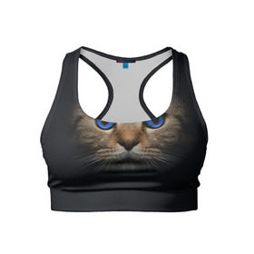 Женский спортивный топ 3D с принтом Кот с синими глазами , 82% полиэстер, 18% спандекс Ткань безопасна для здоровья, позволяет коже дышать, не мнется и не растягивается |  | кот | котенок | кошка | мордочка