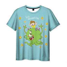Мужская футболка 3D с принтом Детское воображение , 100% полиэфир | прямой крой, круглый вырез горловины, длина до линии бедер | дети | инопланетянин | ребёнок