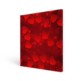 Холст квадратный с принтом Красные сердца , 100% ПВХ |  | heart | red | любовь | орнамент | сердце | узор