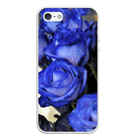 Чехол для iPhone 5/5S матовый с принтом Синие розы , Силикон | Область печати: задняя сторона чехла, без боковых панелей | девушкам | розы | синие | цветы