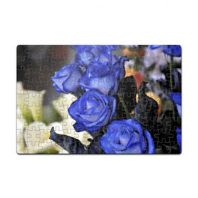 Пазл магнитный 126 элементов с принтом Синие розы , полимерный материал с магнитным слоем | 126 деталей, размер изделия —  180*270 мм | Тематика изображения на принте: девушкам | розы | синие | цветы