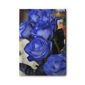 Обложка для автодокументов с принтом Синие розы , натуральная кожа |  размер 19,9*13 см; внутри 4 больших “конверта” для документов и один маленький отдел — туда идеально встанут права | девушкам | розы | синие | цветы