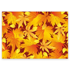 Поздравительная открытка с принтом Камуфляж Золотая осень , 100% бумага | плотность бумаги 280 г/м2, матовая, на обратной стороне линовка и место для марки
 | листья | узор
