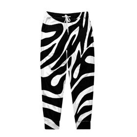 Мужские брюки 3D с принтом Зебра , 100% полиэстер | манжеты по низу, эластичный пояс регулируется шнурком, по бокам два кармана без застежек, внутренняя часть кармана из мелкой сетки | животные | зебра | полосы | текстуры | черно белый