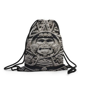 Рюкзак-мешок 3D с принтом Календарь ацтеков , 100% полиэстер | плотность ткани — 200 г/м2, размер — 35 х 45 см; лямки — толстые шнурки, застежка на шнуровке, без карманов и подкладки | ацтеки | древняя цивилизация | индейцы | майя | южная америка