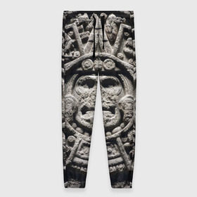 Женские брюки 3D с принтом Календарь ацтеков , полиэстер 100% | прямой крой, два кармана без застежек по бокам, с мягкой трикотажной резинкой на поясе и по низу штанин. В поясе для дополнительного комфорта — широкие завязки | ацтеки | древняя цивилизация | индейцы | майя | южная америка