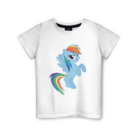 Детская футболка хлопок с принтом rainbow dash , 100% хлопок | круглый вырез горловины, полуприлегающий силуэт, длина до линии бедер | Тематика изображения на принте: cute | my little pony | pony | rainbow dash