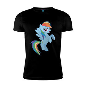 Мужская футболка премиум с принтом rainbow dash , 92% хлопок, 8% лайкра | приталенный силуэт, круглый вырез ворота, длина до линии бедра, короткий рукав | cute | my little pony | pony | rainbow dash