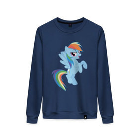 Женский свитшот хлопок с принтом rainbow dash , 100% хлопок | прямой крой, круглый вырез, на манжетах и по низу широкая трикотажная резинка  | cute | my little pony | pony | rainbow dash