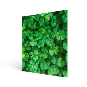 Холст квадратный с принтом клевер , 100% ПВХ |  | зелень | ирландия | клевер | лето | листья | солнце | цветы