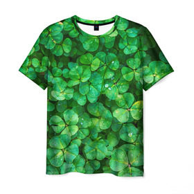 Мужская футболка 3D с принтом клевер , 100% полиэфир | прямой крой, круглый вырез горловины, длина до линии бедер | зелень | ирландия | клевер | лето | листья | солнце | цветы