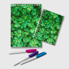 Блокнот с принтом клевер , 100% бумага | 48 листов, плотность листов — 60 г/м2, плотность картонной обложки — 250 г/м2. Листы скреплены удобной пружинной спиралью. Цвет линий — светло-серый
 | зелень | ирландия | клевер | лето | листья | солнце | цветы