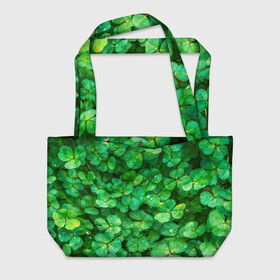 Пляжная сумка 3D с принтом клевер , 100% полиэстер | застегивается на металлическую кнопку; внутренний карман застегивается на молнию. Стенки укреплены специальным мягким материалом, чтобы защитить содержимое от несильных ударов
 | зелень | ирландия | клевер | лето | листья | солнце | цветы