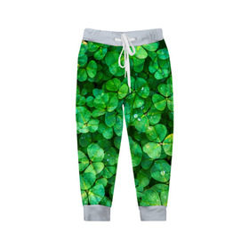 Детские брюки 3D с принтом клевер , 100% полиэстер | манжеты по низу, эластичный пояс регулируется шнурком, по бокам два кармана без застежек, внутренняя часть кармана из мелкой сетки | зелень | ирландия | клевер | лето | листья | солнце | цветы