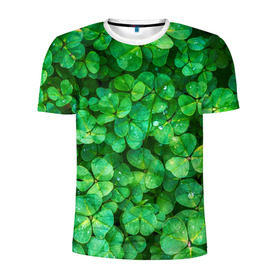 Мужская футболка 3D спортивная с принтом клевер , 100% полиэстер с улучшенными характеристиками | приталенный силуэт, круглая горловина, широкие плечи, сужается к линии бедра | зелень | ирландия | клевер | лето | листья | солнце | цветы