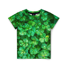 Детская футболка 3D с принтом клевер , 100% гипоаллергенный полиэфир | прямой крой, круглый вырез горловины, длина до линии бедер, чуть спущенное плечо, ткань немного тянется | зелень | ирландия | клевер | лето | листья | солнце | цветы