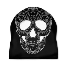 Шапка 3D с принтом Мексиканский череп , 100% полиэстер | универсальный размер, печать по всей поверхности изделия | день мертвых | мексика | традция | узоры | цветы | черный