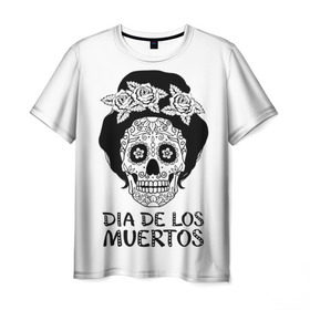 Мужская футболка 3D с принтом День мертвецов , 100% полиэфир | прямой крой, круглый вырез горловины, длина до линии бедер | cobwebs | color | day of the dead | dead | death | eyes | girl | halloween | holiday | makeup | mask | mexican skull | mexico | ornament | pattern | взгляд | девушка | день мертвых | макияж | маска | мексика | мексиканский череп | мертвецов | орнамент | п