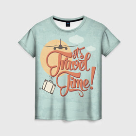 Женская футболка 3D с принтом Время путешествий , 100% полиэфир ( синтетическое хлопкоподобное полотно) | прямой крой, круглый вырез горловины, длина до линии бедер | красивые картинки | лето | путешествия