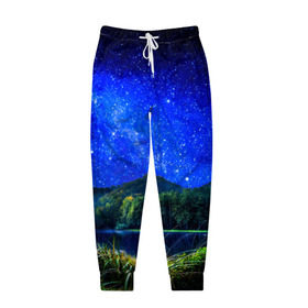 Мужские брюки 3D с принтом Звездное небо , 100% полиэстер | манжеты по низу, эластичный пояс регулируется шнурком, по бокам два кармана без застежек, внутренняя часть кармана из мелкой сетки | звезда | небо | ночь | озеро