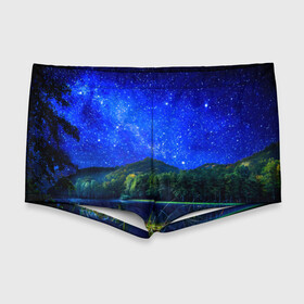Мужские купальные плавки 3D с принтом Звездное небо , Полиэстер 85%, Спандекс 15% |  | Тематика изображения на принте: звезда | небо | ночь | озеро
